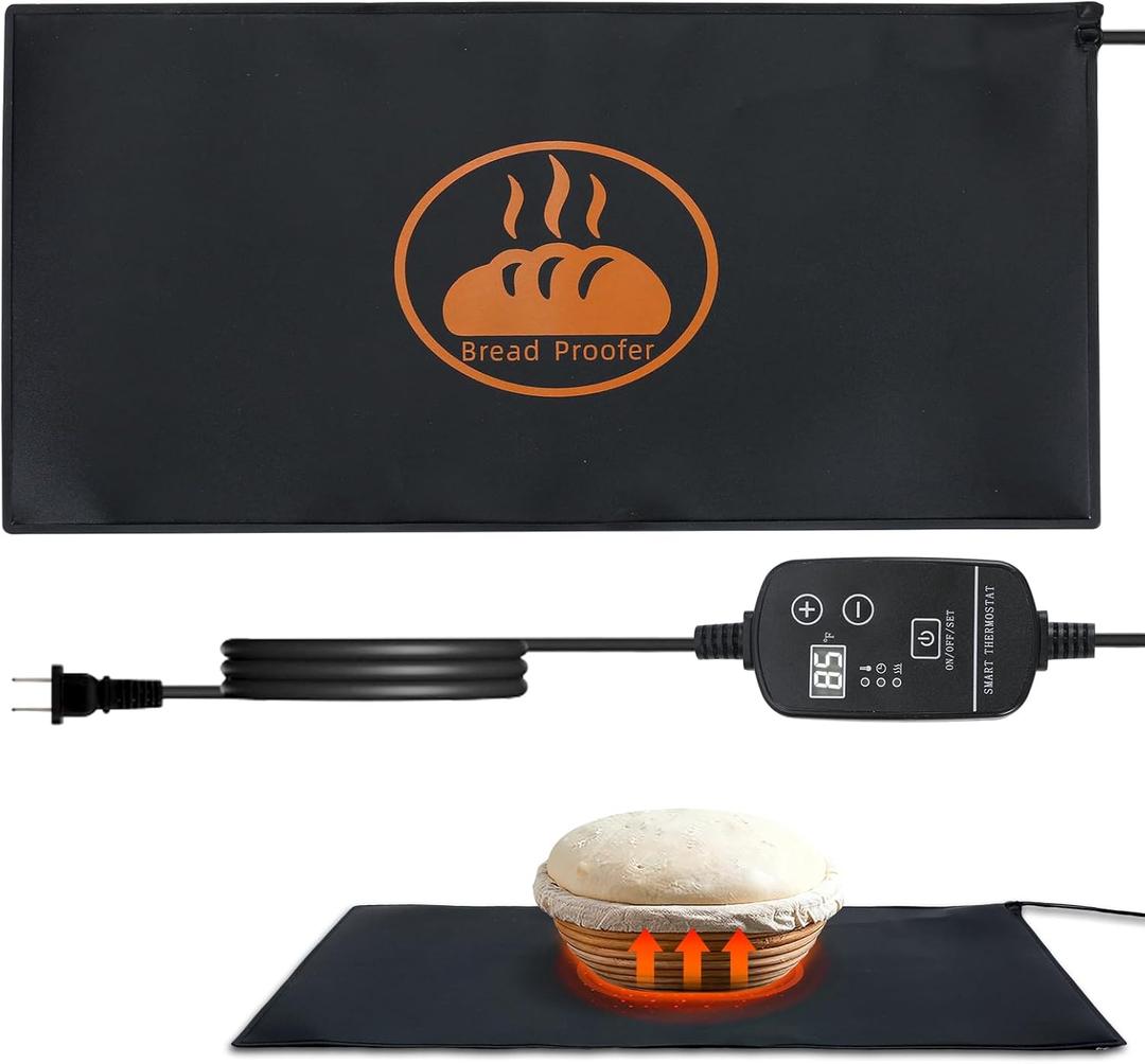 Bread Riser Dough Heating Mat - 10" x 20.47" XL Sourdough Heating Mat, 59F - 140F Adjustable Dough Riser Heat Pad for Sourdough Starter, Bread Proofer Warming Pat