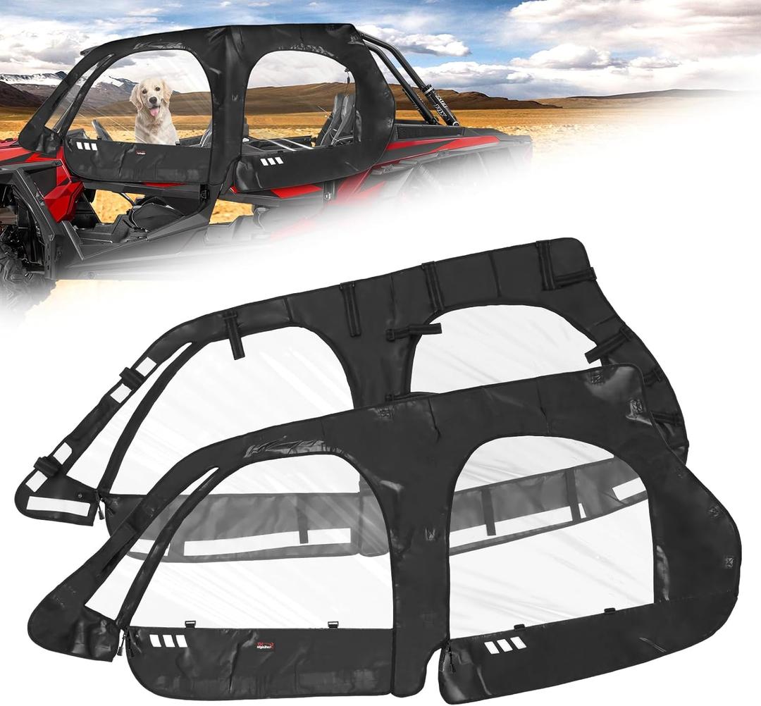 StarknightMT RZR XP4 1000 Cab Enclosure Upper Doors, 4 Seater Soft Side Windows With Zipper Vent Compatible With Polaris 2014-2023 RZR XP 4 1000/19-21 XP4 TURBO Accessories