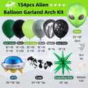 154pcs Alien Balloon Arch Kit - Green Black Silver Latex Balloons with Alien/UFO/Cow/Burst Foil Balloons for Alien Decorations, Space Birthday, Trunk or Treat Car Decor