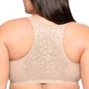 Glamorise womens Full Figure Plus Size Complete Comfort Wirefree Cotton T-Back Bra #1908, Café, 48G/ H