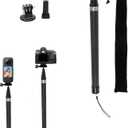 9.8ft Long Invisible Selfie Stick - Carbon Fiber Monopod (110in/280cm) for X4, X3, ONE X2, ONE R, ONE X, GO 3S, 3, 2 - Lightweight & Portable Extension Pole for 360 Cameras