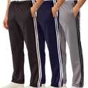 Real Essentials 3 Pack: Men's Mesh Open Bottom Sweatpants Gym Active Athletic Workout Casual Pants with Pockets (Big & Tall) (Large)