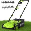 2-in-1 Electric Dethatcher and Scarifier, 13-Inch Raking & Scarifying, Turf Dethatcher & with 4-Position Height Adjustment, 14.5 gal Removable Thatch Bag for Lawn Health