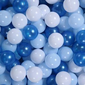 GOGOSO Ball Pit Balls for Toddler, Baby Plastic Playballs Kids Soft Pastel Pelotas Non-Toxic BPA-Free Pearl Blue+Light Blue+White 200 Balls