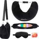 Travel Neck Pillow Stuffable with Clothes, Stuffable Neck Pillow for Travel, Packable Fillable Storage Bag for Airplane, Soft Velvet U Pillow Case Cover (Black)