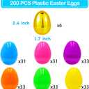 200 PCS Easter EggsPlastic 2.4" Bright Colorful Eggs with Golden Eggs, Easter Egg Fillers for Easter Egg Hunt Candy Filling Party Decorations and Kids Gifts