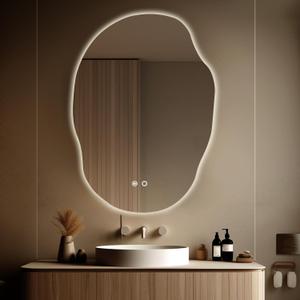 WallBeyond LED Bathroom Mirror with Lights, 25 x 35 Inch Led Bathroom Vanity Mirror for Wall, Anti Fog Mirror for Bathroom, 3 Colors and Dimmable Light, Horizontal/Vertical (Clear-irregular)