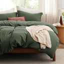 Bedsure Duvet Cover King Size with Fitted Sheet - 4 Pieces Prewashed Extra Soft Bedding Set, Includes 1 Duvet Cover 104x90 Inches with Zipper Closure, 2 Pillow Shams, 1 Fitted Sheet, Olive Green (03 - Olive Green (No Comforter))
