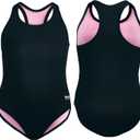 TYR Girls Durafast Lite Ella Maxfit Swimsuit (Large, Black)
