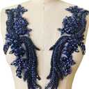 Handmade Rhinestones lace Applique handsewing Beads Trim Patches for Dress Clothing Accessories 35X12cm 1Pair/Bag