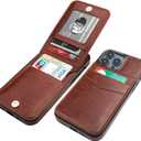 KIHUWEY Compatible with iPhone 14 Pro Case Wallet with Credit Card Holder, Flip Premium Leather Magnetic Clasp Kickstand Heavy Duty Protective Cover for iPhone 14 Pro 6.1 Inch (Brown)