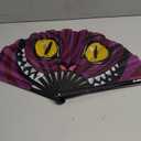GloFX Large Hand Fan - Alice in Wonderland Cheshire Cat Fan - Bamboo Folding Fans for Rave Accessories and Festival Essentials