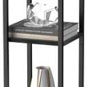 10" Wide Square Drink Table with Adjustable Feet - 3-Tier Small Side Table for Apartments, Balcony & Office | Space-Saving, Lightweight & Multi-Functional (Plants, Books, Drinks,Black)