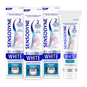 Sensodyne Clinical White Toothpaste Clinically Proven Whitening for Sensitive Teeth, Intensive Clean, 3.4 oz (2 Pack)