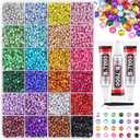 12600Pcs Resin Rhinestones for Bedazzling with Tweezers, Multicolor 4mm Rhinestones for Crafting with 3Pcs 10ml B7000 Jewelry Glue for DIY Crafts Clothing Tumblers Shoes Fabric Nail Art