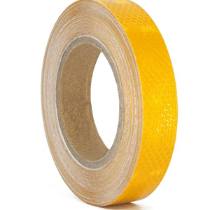 Reflective Tape, Waterproof Self Adhesive Dot Reflective Tape Outdoor Safety Caution Reflector for Trailers, Bikes, Cars（Yellow, 1 Inch x 65 Feet)