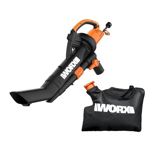 WORX 12 Amp Trivac 3-in-1 Electric Leaf Blower/Mulcher/Vacuum WG509 Metal Impeller for Fine Mulching