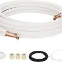 25FT Mini Split Line Set,Coil Line Set HVAC Refrigerant with Nuts(1/4+3/8).Includes - 3/8" & 1/4" OD Copper Tubing, 3/8" Thick Insulation, Flared Nuts - for DIY Mini Split AC/Heat Pump Installation