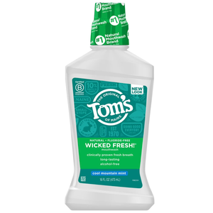 Tom's of Maine Natural Wicked Fresh Alcohol-Free Mouthwash, Cool Mountain Mint, 16 oz. 1-Pack
