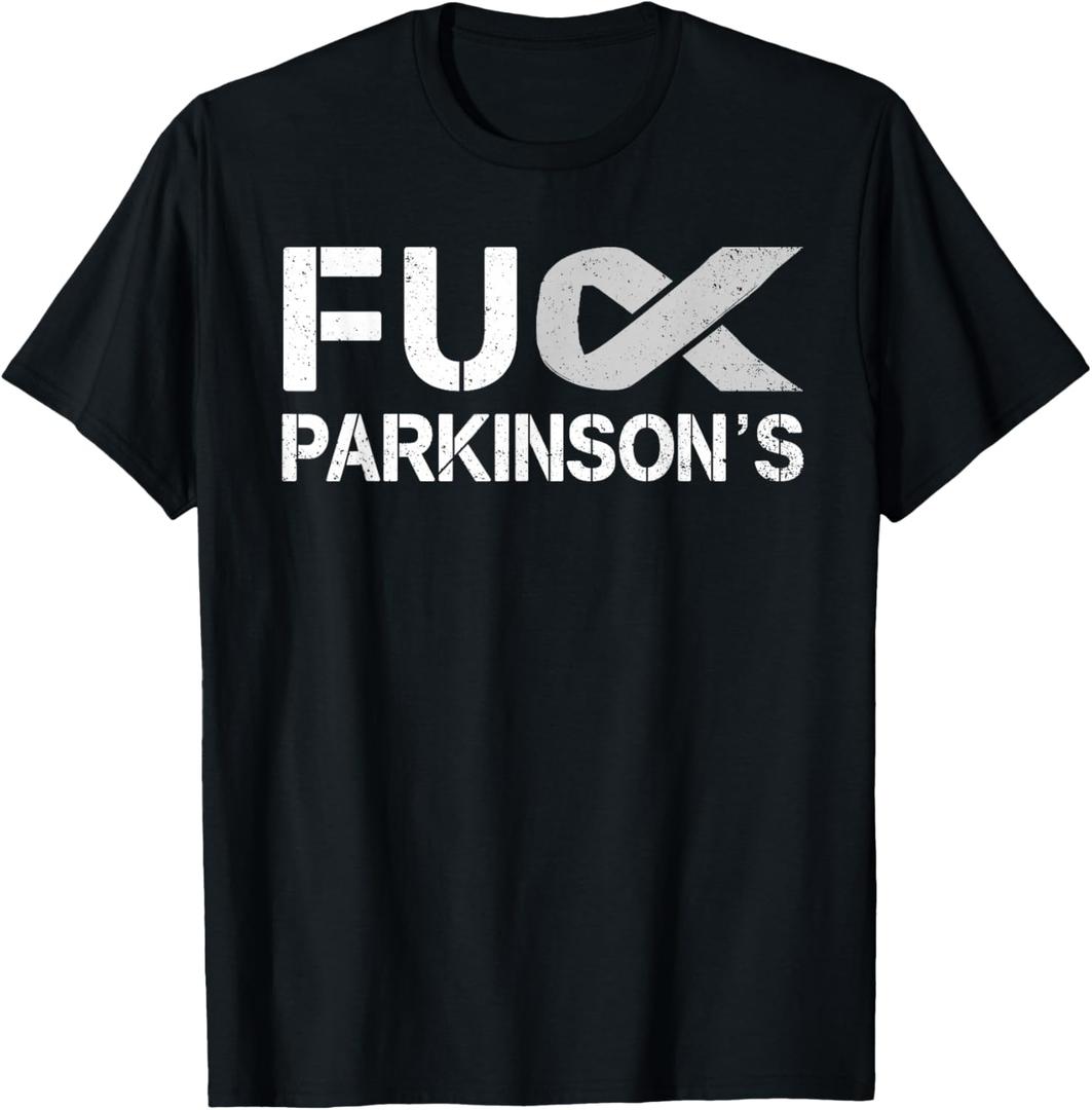 Fuck FU Parkinson's Disease Awareness Month Silver Ribbon T-Shirt, 3XL