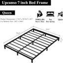 Upcanso 7 Inch Queen Bed Frame No Box Spring Need, Low Profile Metal Platform Bed Frame Queen Size, Heavy Duty Support Bedframes, Easy Assembly