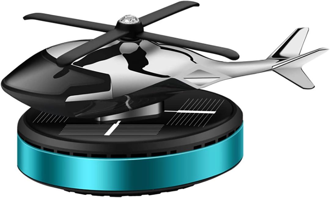 Car Air Fresheners,Al Alloy Solar Powered Rotating Incense Helicopter Diffuser, Home and Car Dcor Accessories (Blue)