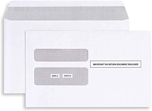 500 W2 Envelopes 2025 Self- Seal W2 Double Window Security Envelopes For W2 2-Up IRS Tax Forms from QuickBooks Online, Desktop, ADP and Other Software Box of 500 Envelopes