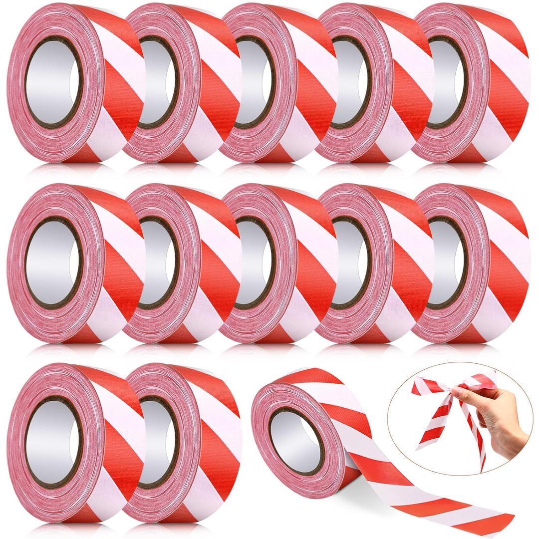 Blosssound 12 Pack Flagging Tape with White Red Stripes 1 inch x 1800ft Marking Ribbon Non Adhesive Plastic Surveyors Tape for Hunting Trail Hazardous Areas Halloween Party Decors Blosssound 12 Pack Flagging Tape with White Red Stripes 1 inch x 1800ft Marking Ribbon Non Adhesive Plastic Surveyors Tape for Hunting Trail Hazardous Areas Halloween Party Decors