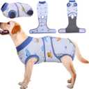 Kuoser Recovery Suit for Dogs Cats After Surgery, Professional Pet Recovery Shirt Dog Abdominal Wounds Bandages, Substitute E-Collar & Cone,Prevent Licking Dog Onesies Pet Surgery Recovery Suit (Large (Back:16.1-20.1'', Weight:23-48 Lb), Boat)
