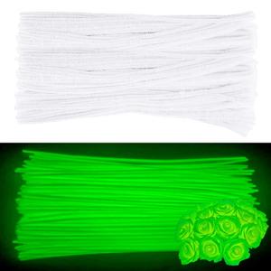 100PCS Pipe Cleaners, Glow in The Dark Chenille Sticks, Glowing Solid Color Pipe Cleaners Set for Art and Craft Projects Creative DIY Decorations