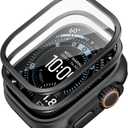 ESR Armorite Screen Protector for Apple Watch Ultra 3 2025 /Ultra 2 /Ultra (49 mm), Military Grade Protection, Tempered Glass Film with Aluminum Alloy Frame, Anti-Scratch, 2 Pack, Black