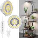 FOXGARDEN 2-Head Grow Light for Indoor Plant, 10W Full Spectrum Plant Light with Auto Timer, Hanging or Ceiling Lamp for Shelves and Indoor Gardens