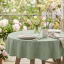 sancua Round Tablecloth - 60 Inch - Water Resistant Spill Proof Washable Polyester Table Cloth Decorative Fabric Table Cover for Dining Tables, Buffet Parties and Camping, Sage Green