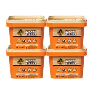 Gorilla All Purpose Wood Filler, Natural Finish, 16 Ounce Tub (Pack of 4) - Water Resistant for Indoor or Outdoor Projects and Repairs