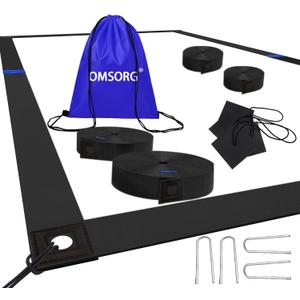 OMSORG 2-in-1 Beach Volleyball Lines, Heavy Duty Volleyball Boundary Lines with Reinforced Corners, Fit for Sand Backyard Grass 2 inch, Official Court Size 26.3' X 52.6'