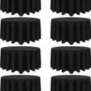 8 Pack Black Round Tablecloth 120 Inch Black Table Cloth Stain and Wrinkle Resistant Reusable and Washable Polyester Fabric Table Covers for Buffet Wedding Party and Banquet