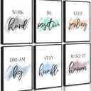 Drsoum Motivational Wall Decor Inspirational Office Wall Art Quotes Framed Wall Art for Living Room Encouraging Canvas Posters for Office Bedroom Sayings for Wall Decor - 8 x10 x6 PCS (Black Framed)