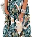 SAMPEEL Summer Dresses Maxi Dress Vacation Beach Sundresses 2025 with Pockets (Large, Floral Palm Leaf)
