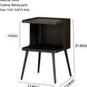 Modern Metal Side Table Nightstand, Small Square End Table for Bedroom & Living Room, Matte Black Bedside Table with Storage, Minimalist Accent Table for Small Spaces, 13.78 inches x 9.85 inches x 19.68 inches