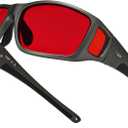 TIJN Sonia Red Sleep Glasses Orange Lens for Blue & Green Light Blocking,Dual AR Coating,Wraparound Frame for Gaming Screen (62-17-115 mm, 04. (Max Protect- Red Lens)- Matte Silver-grey)