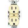 15-Amp 125-Volt, Co/Alr Duplex Receptacle, Straight Blade, Residential Grade, Grounding, Ivory/White, 12650