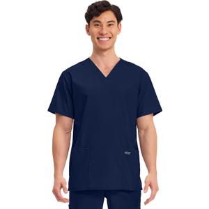 Cherokee Men's V-Neck Top Traditional fit with 4 Pockets, Ultra Soft, Durable, Fade Resistant, 2-Way Stretch Fabric - WW695 (Blue, S)