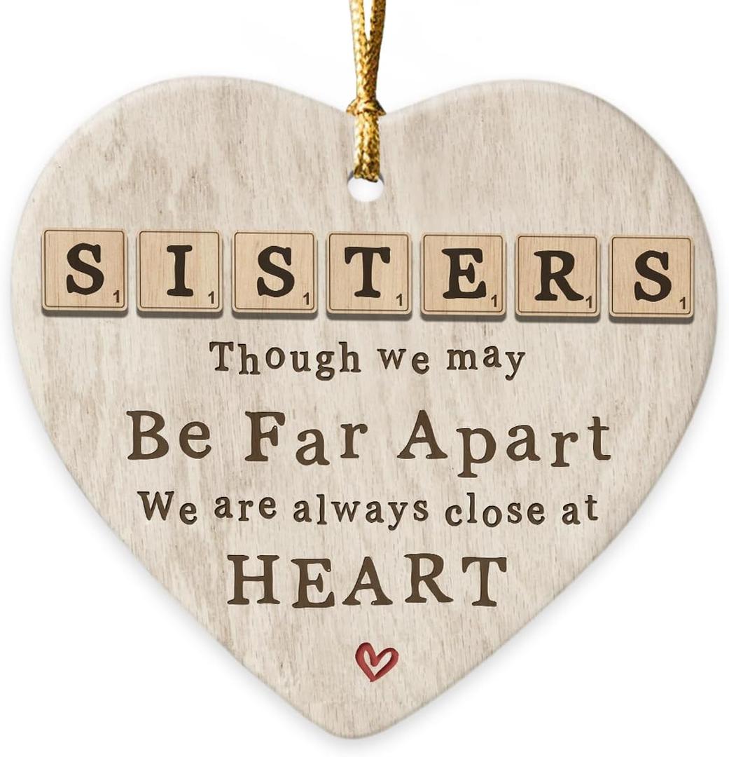 2 x Sister Christmas Ornament 2025 - Xmas Gifts for Sisters Far Away on Birthday, Unique Bestie Soul Sister Gifts for Women, Cute Friendship Ornament for Christmas Tree Decorations