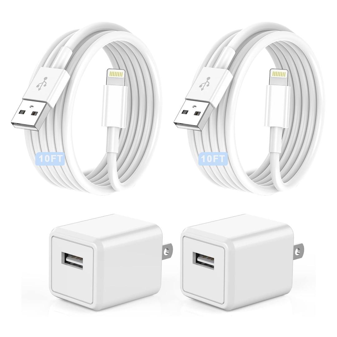 10FT iPhone Charger,[Apple MFi Certified]2Pack i Phone Charger Fast Charging 10FT Extra Long Lightning Cable Cord USB Wall Chargers Adapter Block Plug for iPhone 14 Pro/14/13/12/11 Pro Max/XS/XR/X/SE