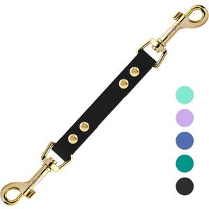 PetBonus Dog Collar Safety Clip, Waterproof Backup Safety Strap for Dog Harness to Prong Collar, Odor Proof Double Ended Clasp Leash Connector for Training Walking (Black)