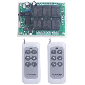 DC 12V 6 Channel Wireless Remote Control Switch 433MHz Transmitter and Receiver 6CH Remote Relay Switch 12V for Garage Door Window Light Motor ON Off (2X Control 433MHz)