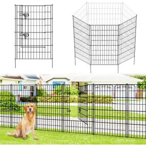 Metal Garden Fence 40 inch H x 28 inch W, 5 Panels (4 Panels + 1Gate), Total 11.6 ft, No Dig Fence Rustproof Animal Barrier Fencing for Dog, Rabbits, and Patio,Yard