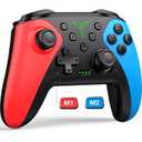 Wireless Switch Controller for Nintendo Switch/Switch 2/Lite/OLED Controller, Switch Controller with a Mouse Touch Feeling on Back Buttons, Extra Switch Pro Controller with Wake-up,Programmable, Turbo Function (Red+Blue)