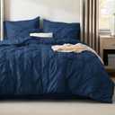 Bedsure King Size Comforter Set - Bedding Sets King 7 Pieces, Pintuck Bed in a Bag Navy Blue Bed Set with Comforter, Sheets, Pillowcases & Shams