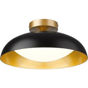 kudos Flush Mount Ceiling Light, 16-inch LED Ceiling Light Fixture, Black and Gold Finish, 24W 2400lm Light Fixtures for Living Room, Kitchen, Bedroom, Hallway, 5CCT Adjustable, KDCL02-BK